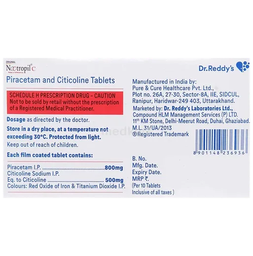 nootropil c 800/500mg tablet 10's